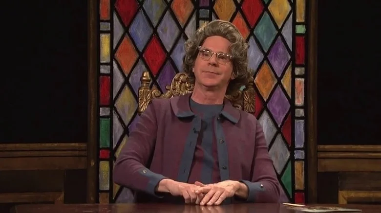 Dana Carvey ponders the influence of Satan as The Church Lady in Saturday Night Live