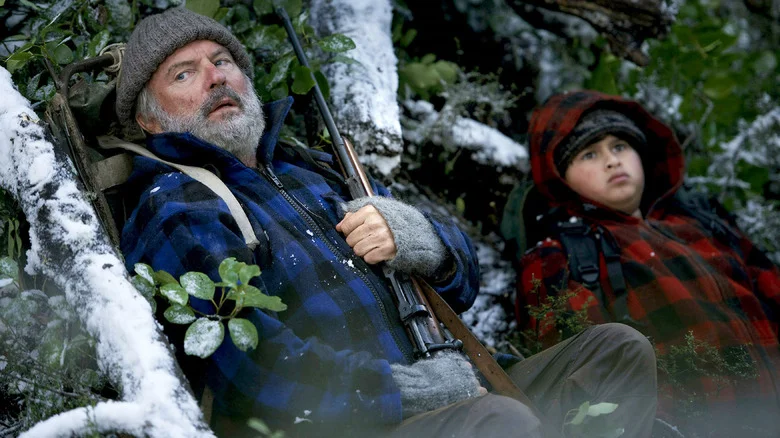 Hector and Ricky Baker hiding from the authorities in the New Zealand bush in Hunt for the Wilderpeople