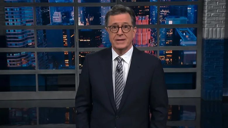 Stephen Colbert doing the monologue on The Late Show