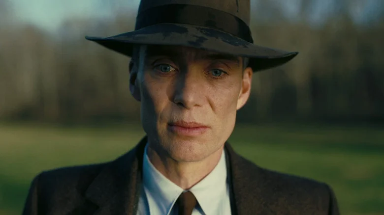 Oppenheimer looking horrified in Oppenheimer