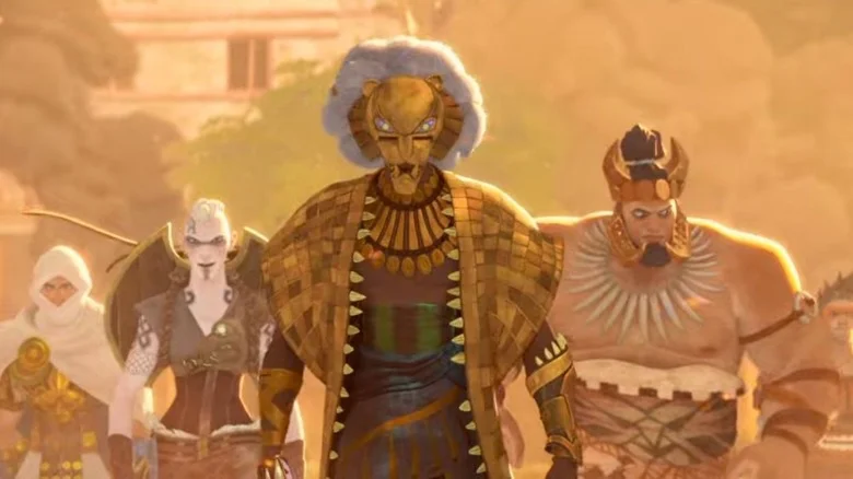 The Sea People wearing Wakandan artifacts on the attack in Eye of Wakanda
