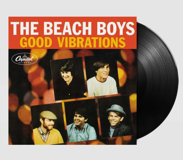 Vinyl record of The Beach Boys' 'Good Vibrations' album cover with band member photos