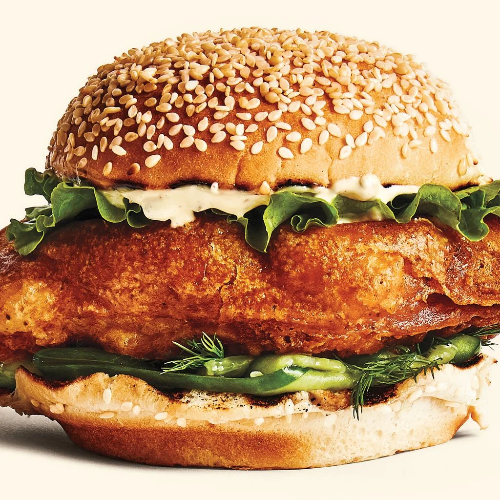 Fried Fish Sandwiches with Cucumbers and Tartar Sauce recipe