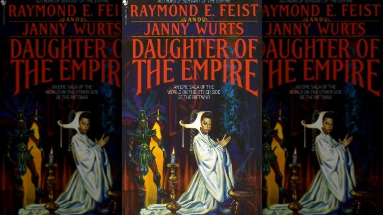 An illustration of Mara on the front cover of "Daughter of the Empire."
