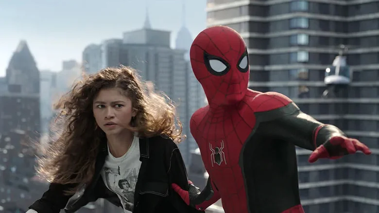 Spider-Man rescuing MJ in Spider-Man: No Way Home