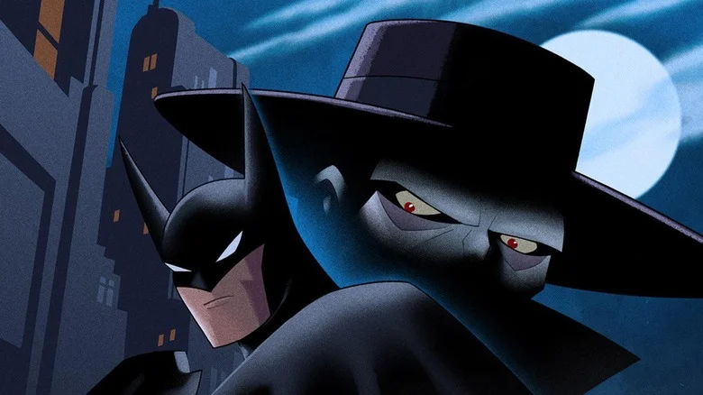 Batman: Caped Crusader season 2 poster on the cover of Animation Magazine, featuring Batman and the Joker, drawn by Mitch Gerads