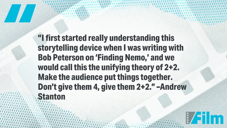 A quote from filmmaker Andrew Stanton on /Film graphic background