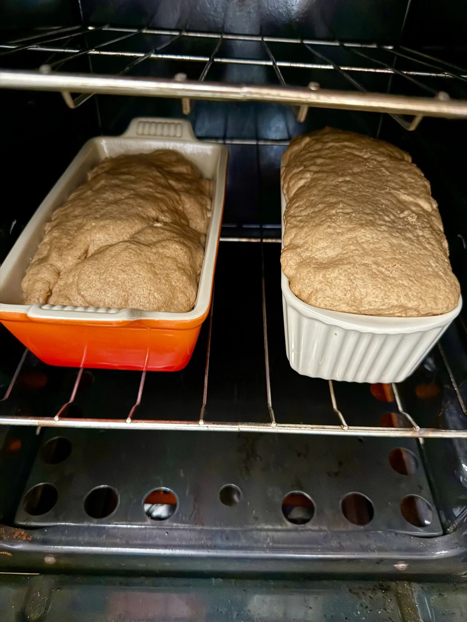 Bread baking in Le Creuset and Emile Henry pan