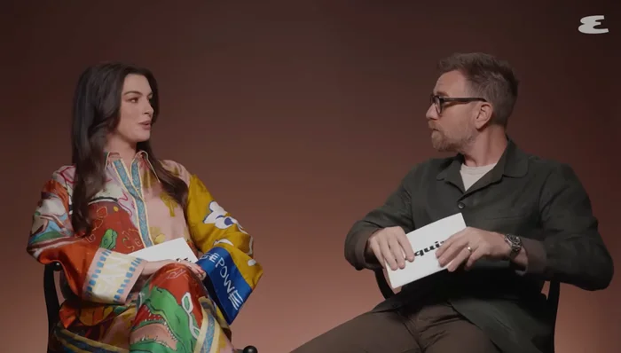 Anne and Ewan McGregor speaking in an interview