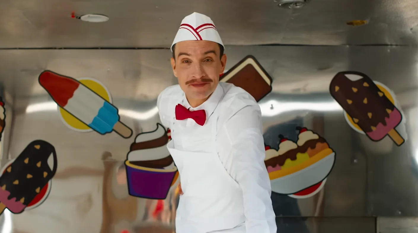 A person dressed as an ice cream man