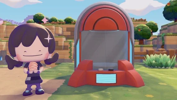 The player Ditto standing next to a Portal Pod in Pokémon Pokopia.