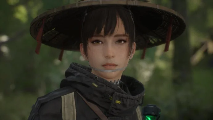 Screenshot showing Beast of Reincarnation's protagonist Emma staring at the camera.