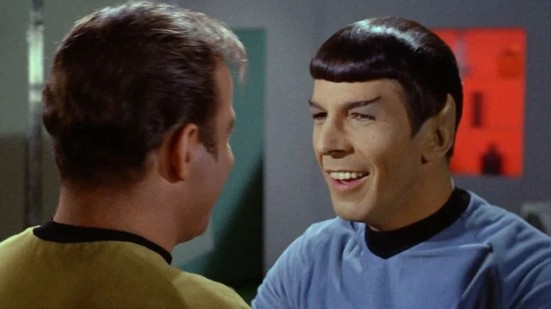 Spock smiling at Kirk on Star Trek