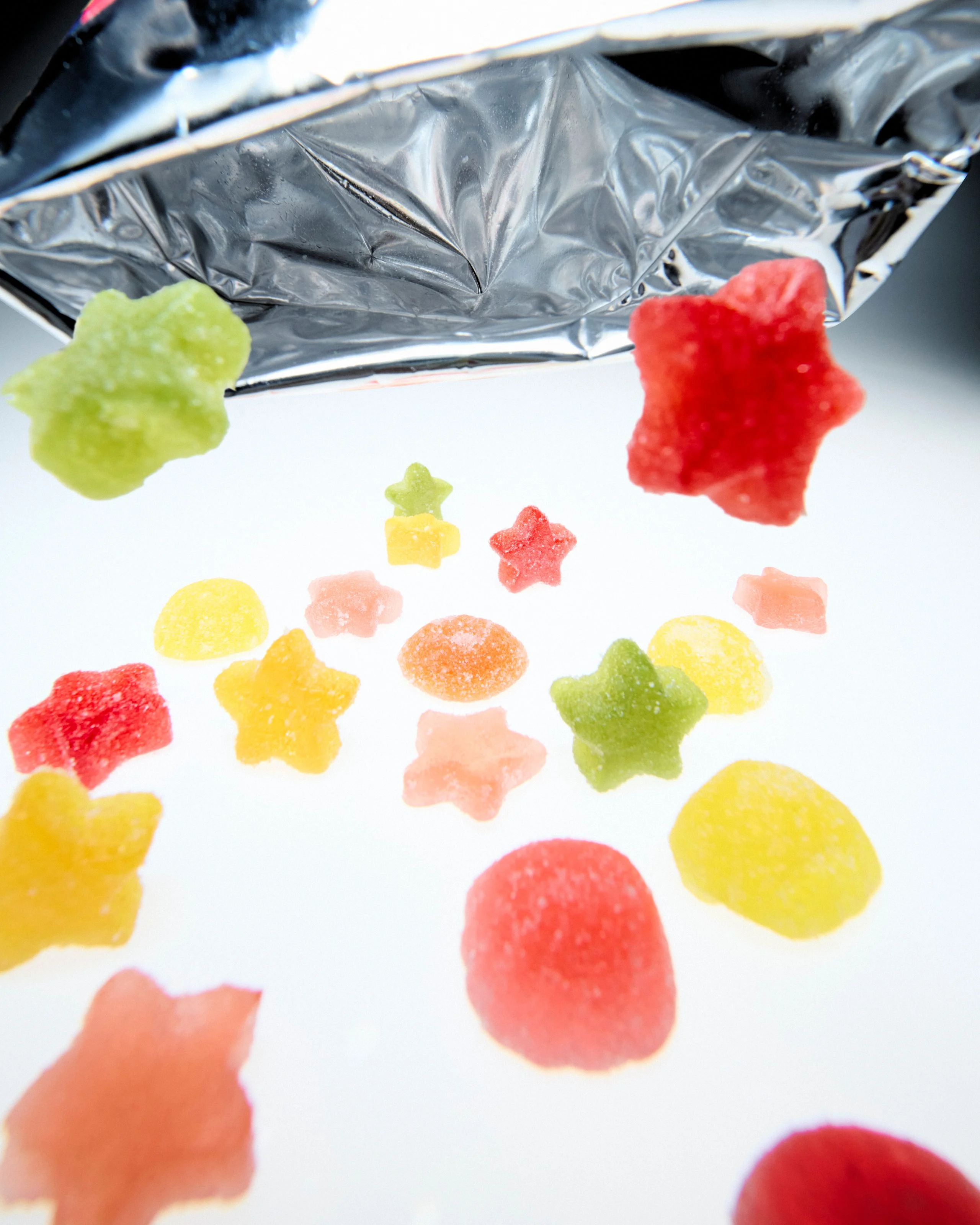 Gummy Stars falling out of plastic bag
