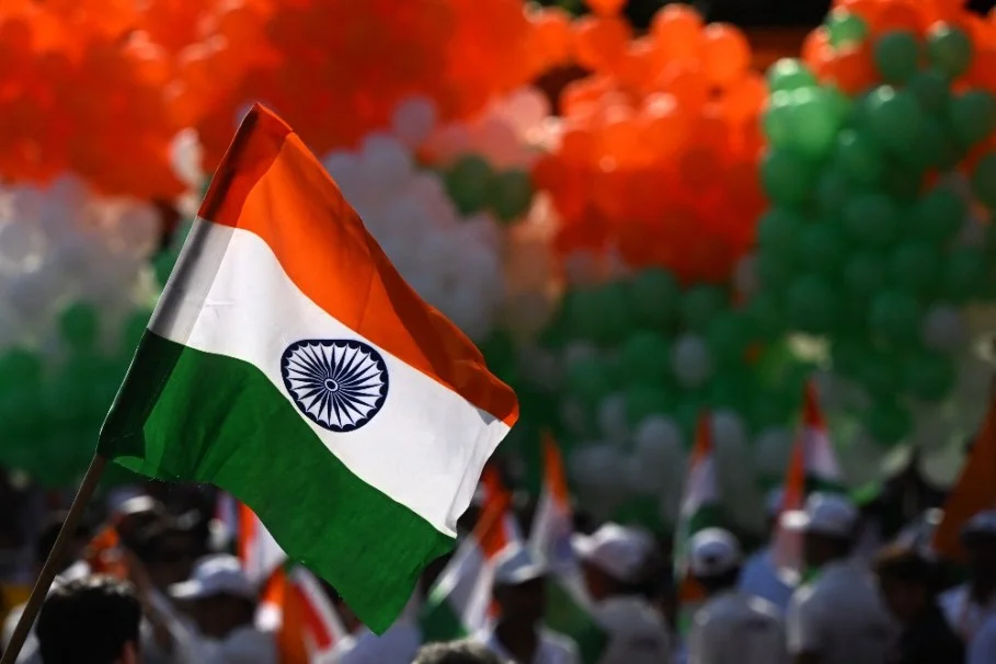 The Indian national flag during a tricolour campaign for the country's 80th Independence Day on August 15.