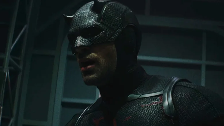 Charlie Cox's Daredevil is seen from a low angle in Daredevil Born Again