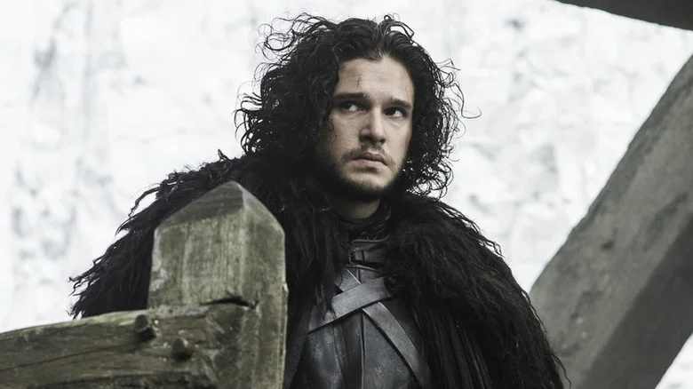 Jon Snow wearing a furry cloak in Game of Thrones