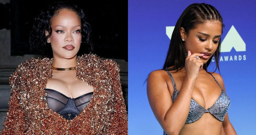 Rihanna at the Matières Fécales fashion show on Sept. 28, 2026; Tyla at the 2026 MTV Video Music Awards on Sept. 26, 2026.