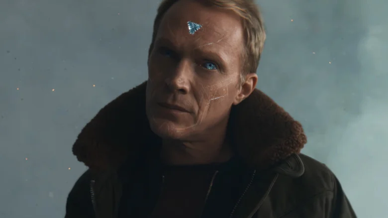 Paul Bettany as Vision transforming from a human into a robot in VisionQuest
